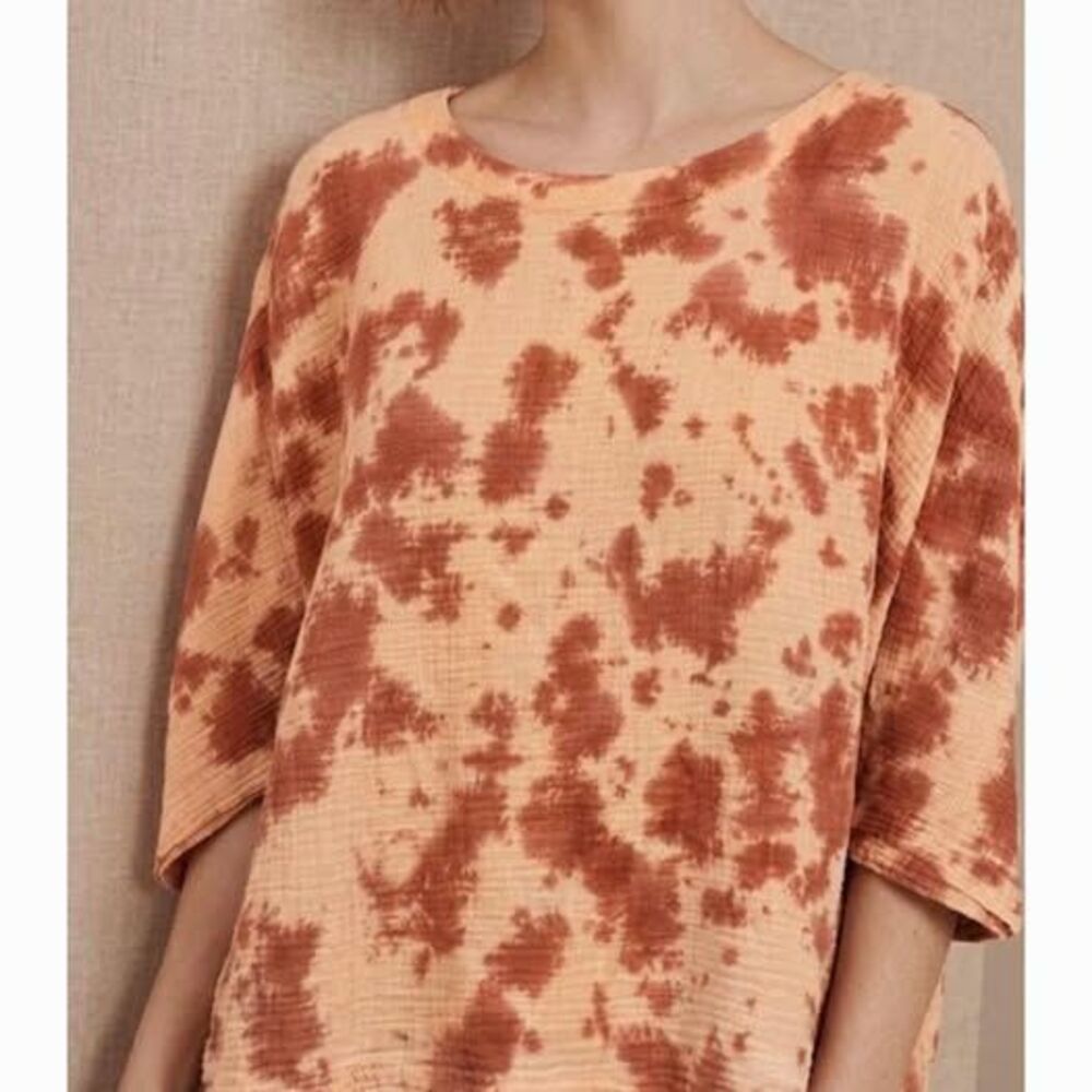 New Pure Jill PM Tie-Dye cotton Gauze Top